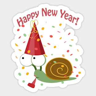 Funny Happy New Year Snail Sticker